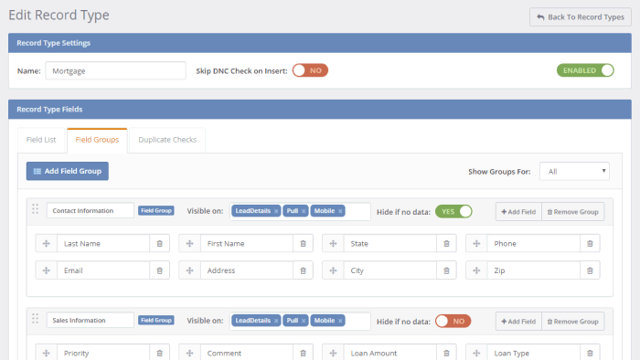 Configuring Lead Fields and Sales View