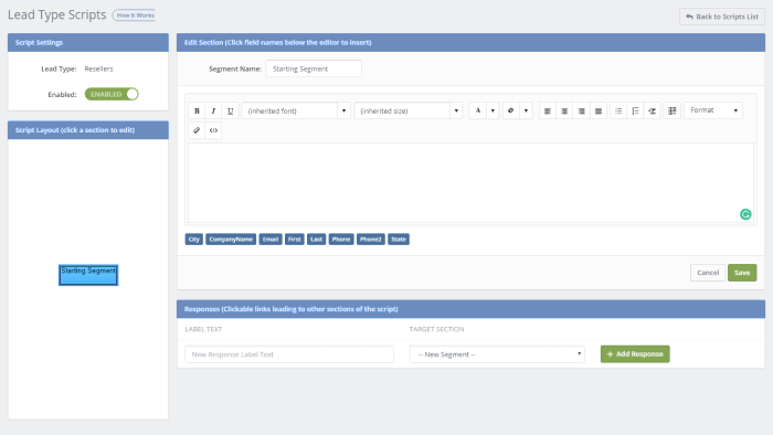Setting up Dynamic Sales Scripts